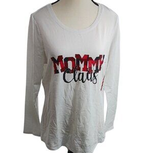 Time and Tru Maternity T Shirt Womens M Mommy Claus Christmas Long Sleeve